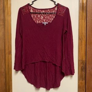 Maroon HighLow Long Sleeve Top
